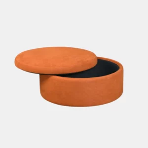 round storage ottoman open